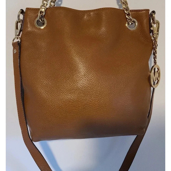 MICHAEL KORS JET SET PEBBLE LEATHER SHOULDER BAG HAND CARRY BAG TAN - Picture 2 of 10